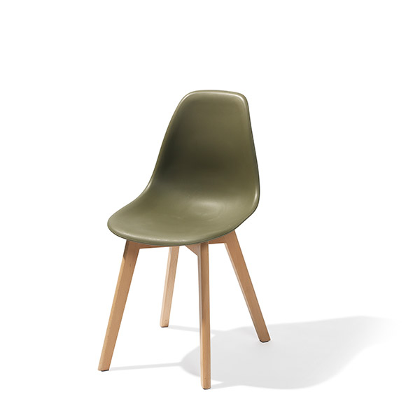 Keeve Stapelbare stoel groen, berkenhouten frame en kunststof zitting, 47x53x83cm (LxBxH), 505F01SDG