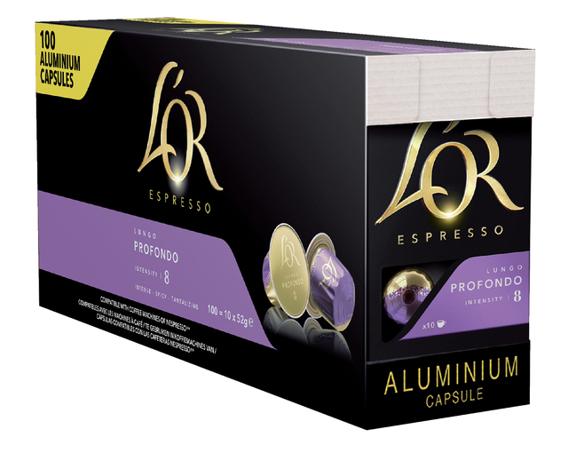 Koffiecups L'Or espresso Lungo Profondo 100 stuks